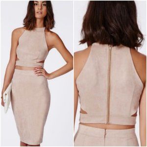 Faux Suede Cut Out Top